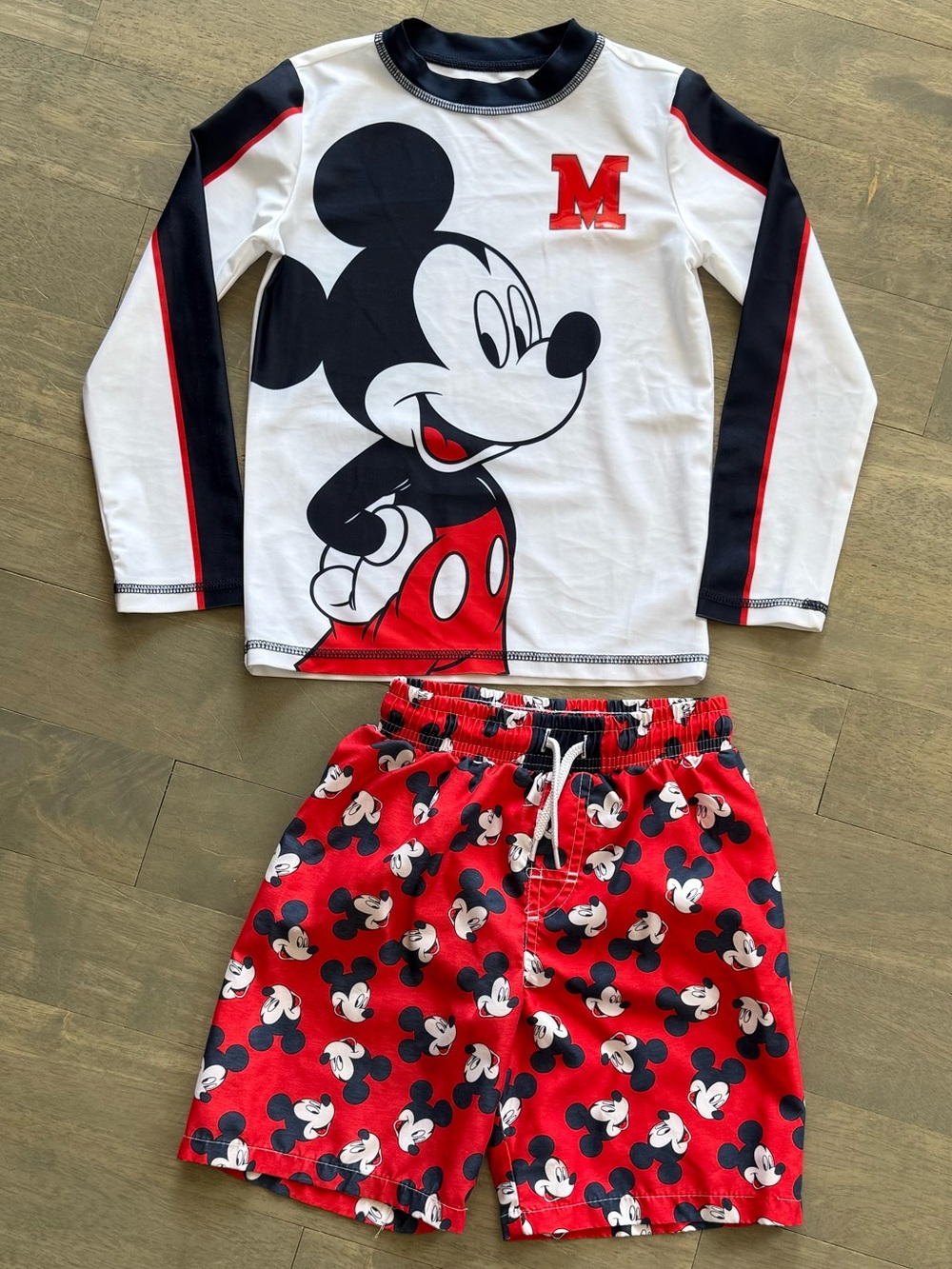 Disney Mickey Mouse Red, Black & White Swimsuit Two-Piece Set